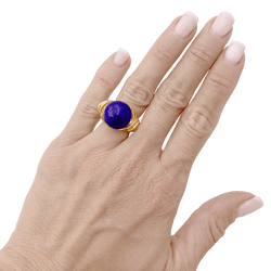 Bague Dôme en or jaune et lapis - lazuli - Castafiore