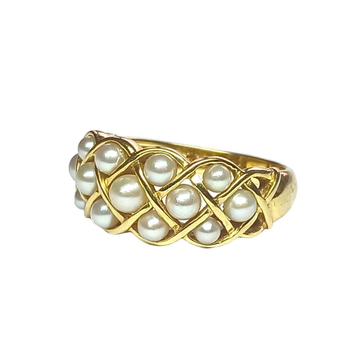 Bague Dôme en or jaune et perles - Castafiore