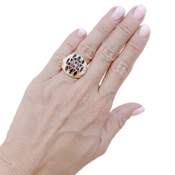 Bague Dôme en or jaune et saphirs et diamants - Castafiore