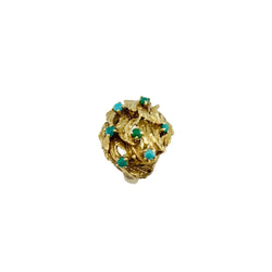 Bague Dôme en or jaune et turquoise - Castafiore