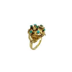 Bague Dôme en or jaune et turquoise