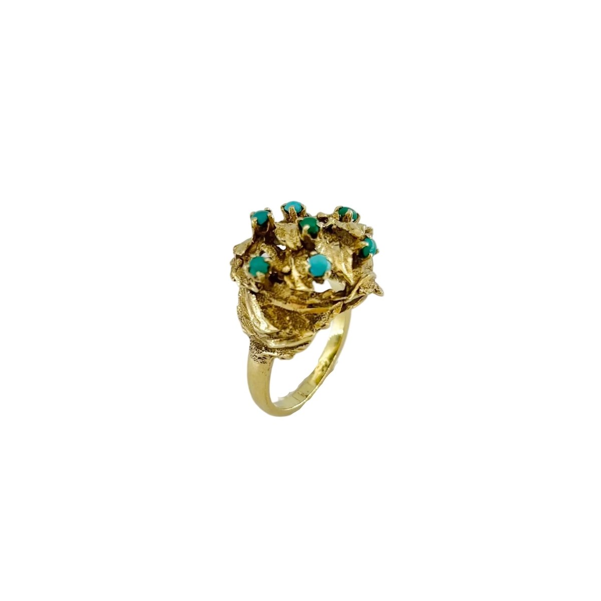 Bague Dôme en or jaune et turquoise