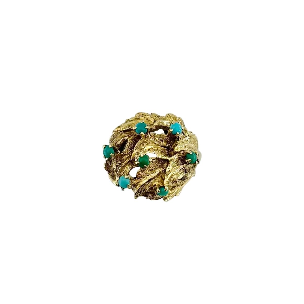 Bague Dôme en or jaune et turquoise - Castafiore