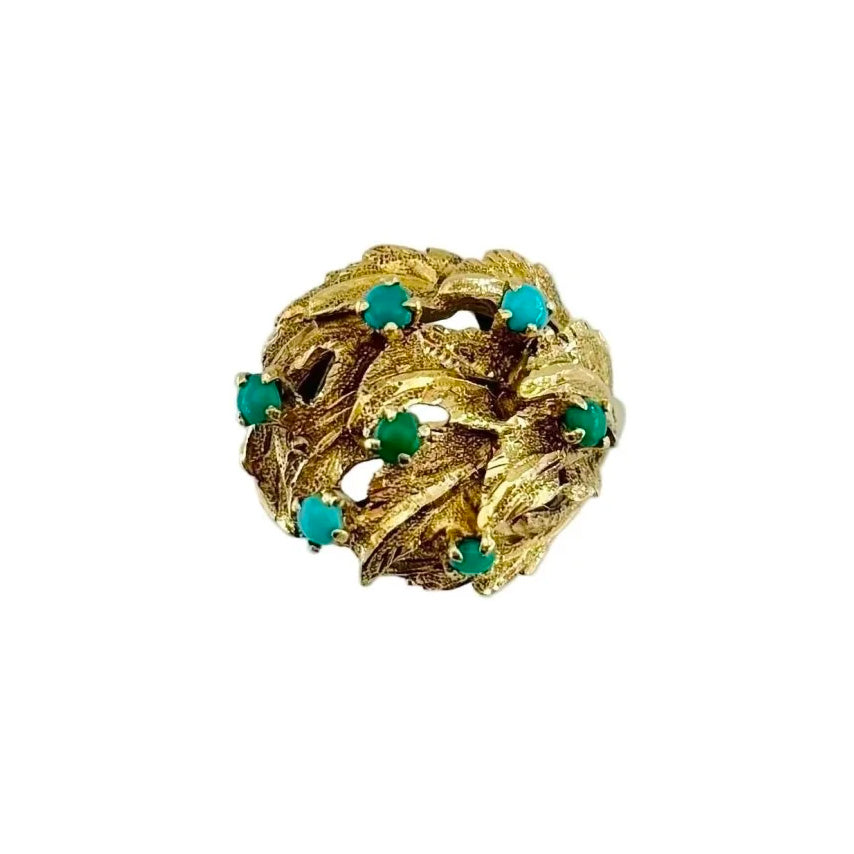 Dome Ring in Yellow Gold and Turquoise