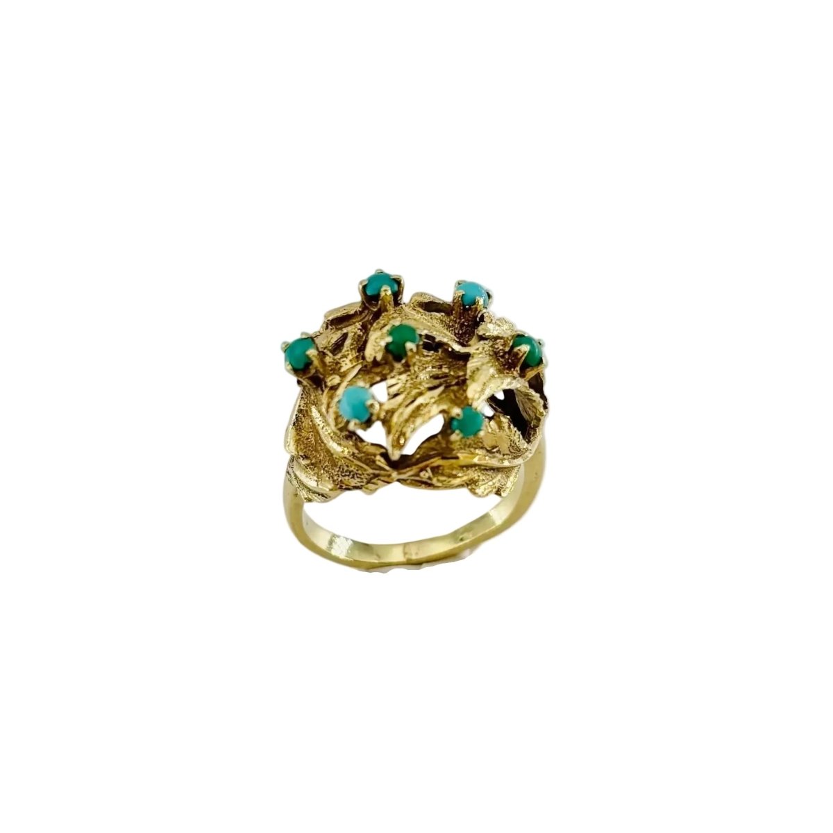 Bague Dôme en or jaune et turquoise
