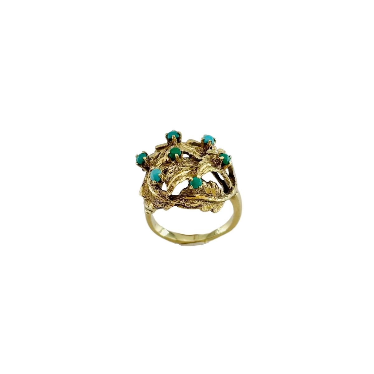 Bague Dôme en or jaune et turquoise - Castafiore