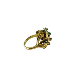 Bague Dôme en or jaune et turquoise - Castafiore