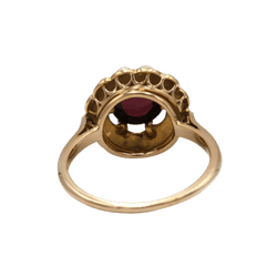 Bague Dôme en or jaune, grenat et perles - Castafiore