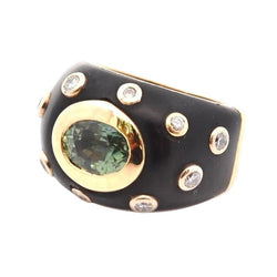 Bague Dôme en or jaune, onyx, saphir et diamants - Castafiore