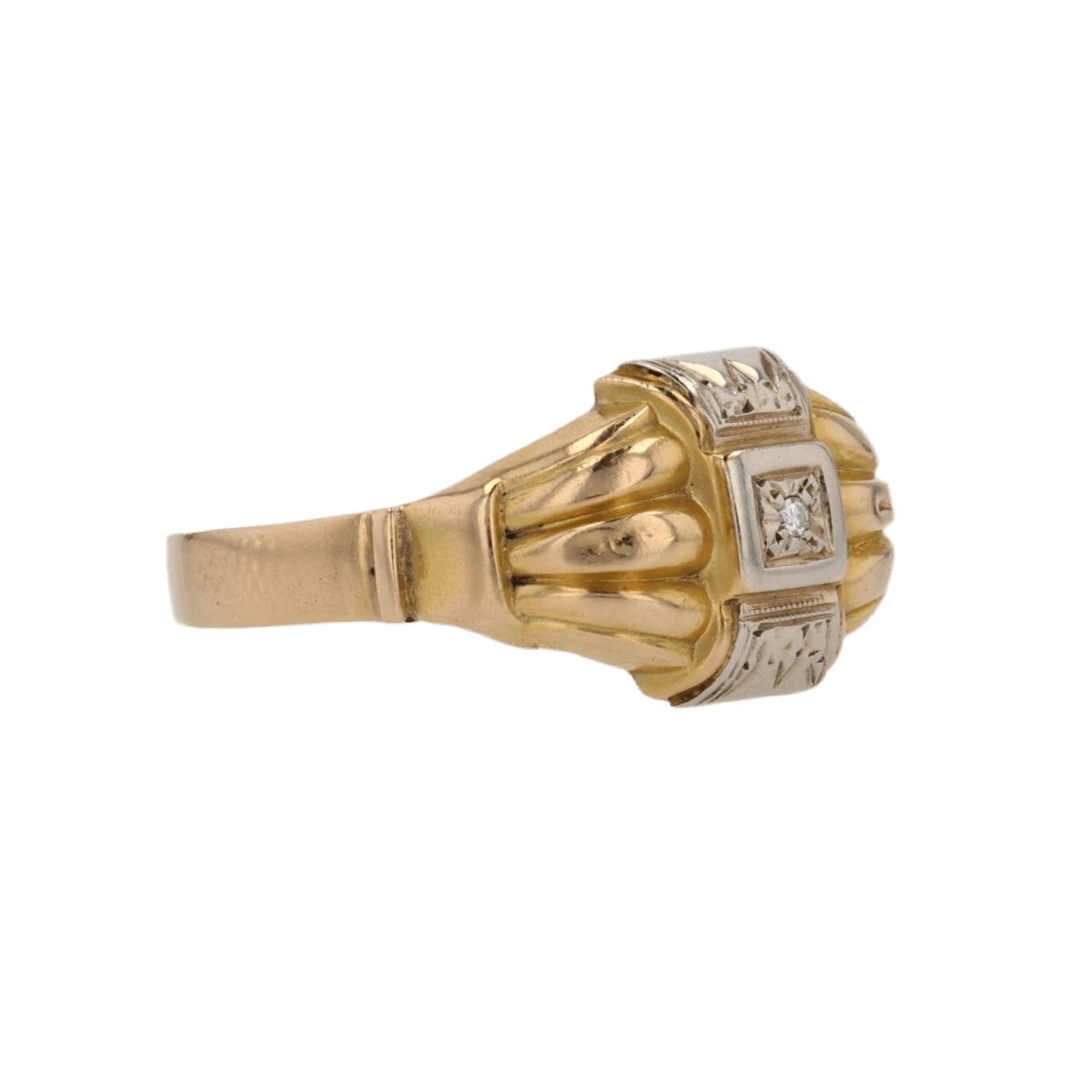 Bague Dôme en or jaune, or blanc et diamant - Castafiore