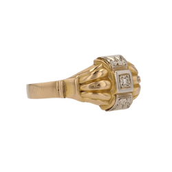 Bague Dôme en or jaune, or blanc et diamant - Castafiore