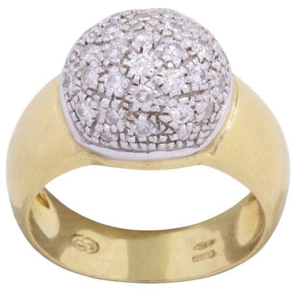 Bague Dôme en or jaune, or blanc et diamants - Castafiore