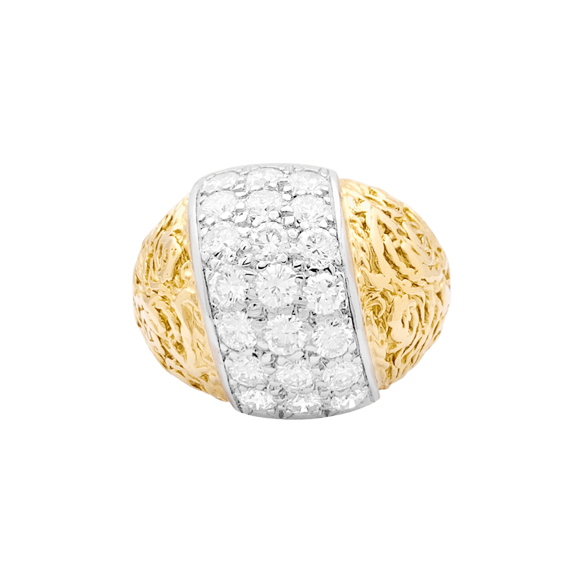 Bague Dôme en or jaune, or blanc et diamants - Castafiore