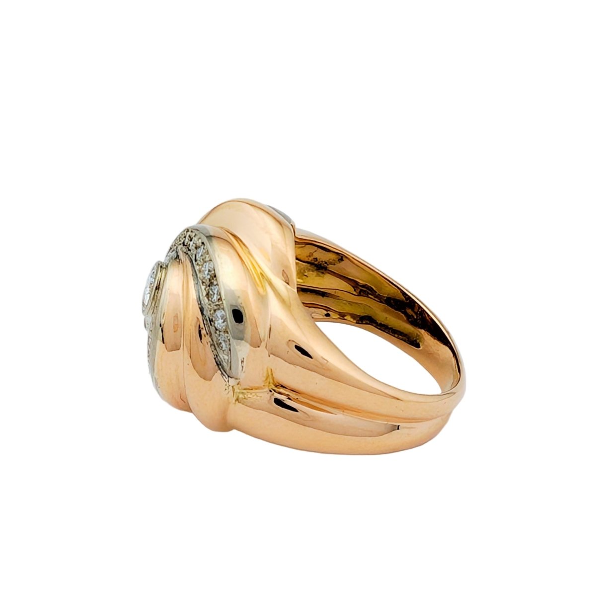 Bague Dôme en or jaune, or blanc et diamants - Castafiore