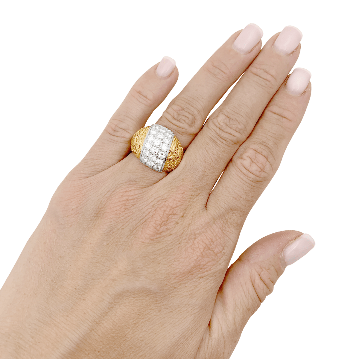 Bague Dôme en or jaune, or blanc et diamants - Castafiore