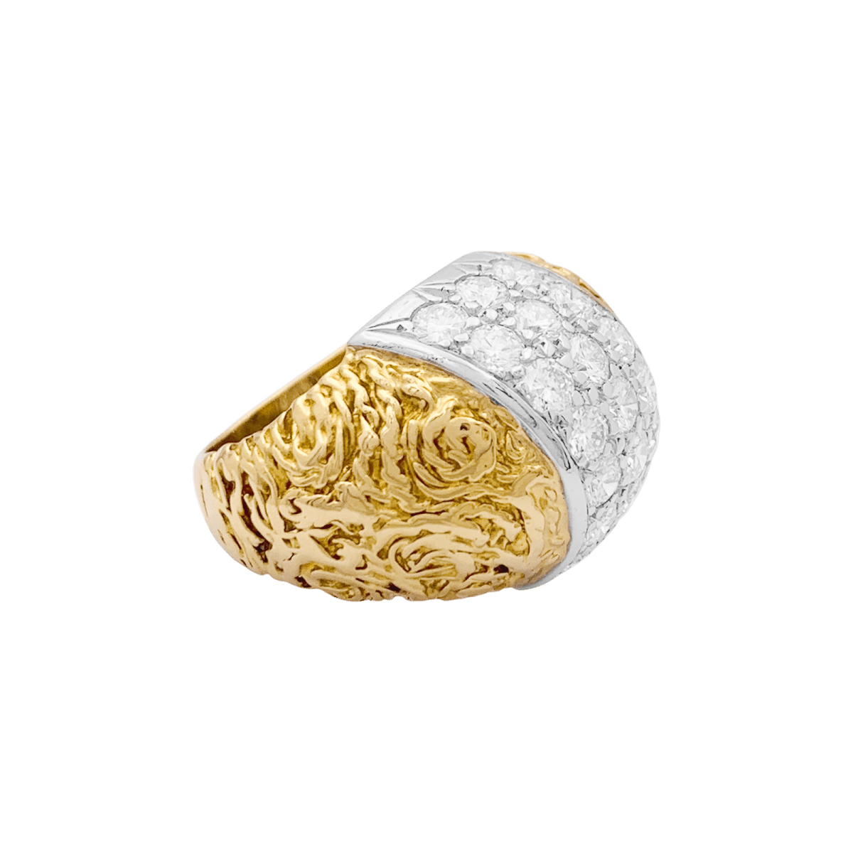 Bague Dôme en or jaune, or blanc et diamants - Castafiore