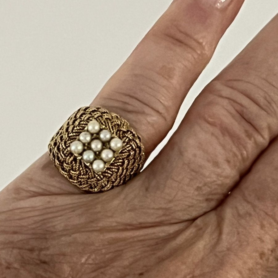 Bague Dôme en or jaune perles - Castafiore