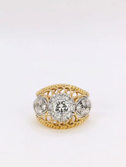 Bague dome en or jaune, platine et diamant 1 carat - Castafiore