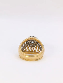 Bague dome en or jaune, platine et diamant 1 carat - Castafiore