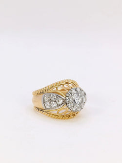 Bague dome en or jaune, platine et diamant 1 carat - Castafiore