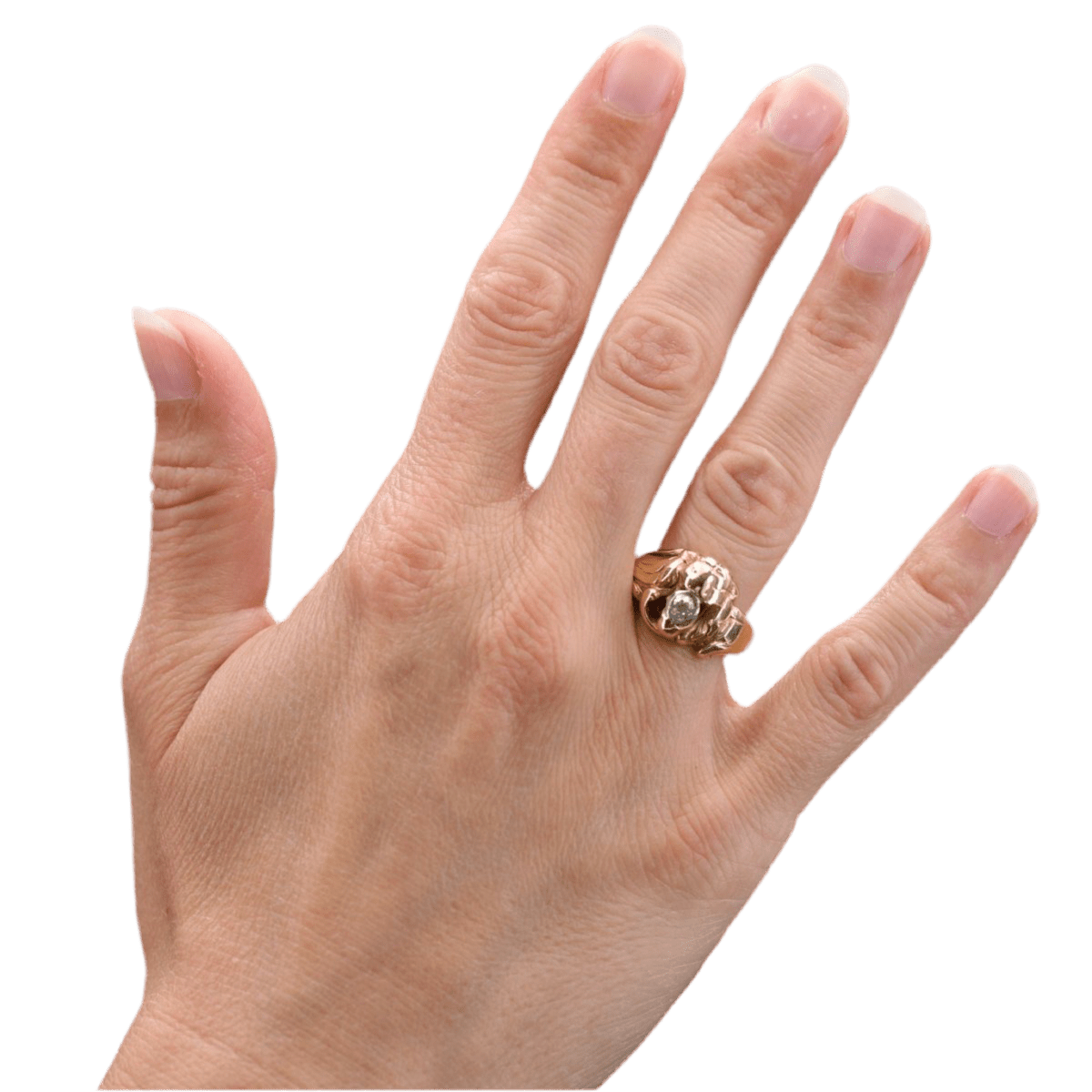 Bague Dôme en or jaune, platine et diamant - Castafiore