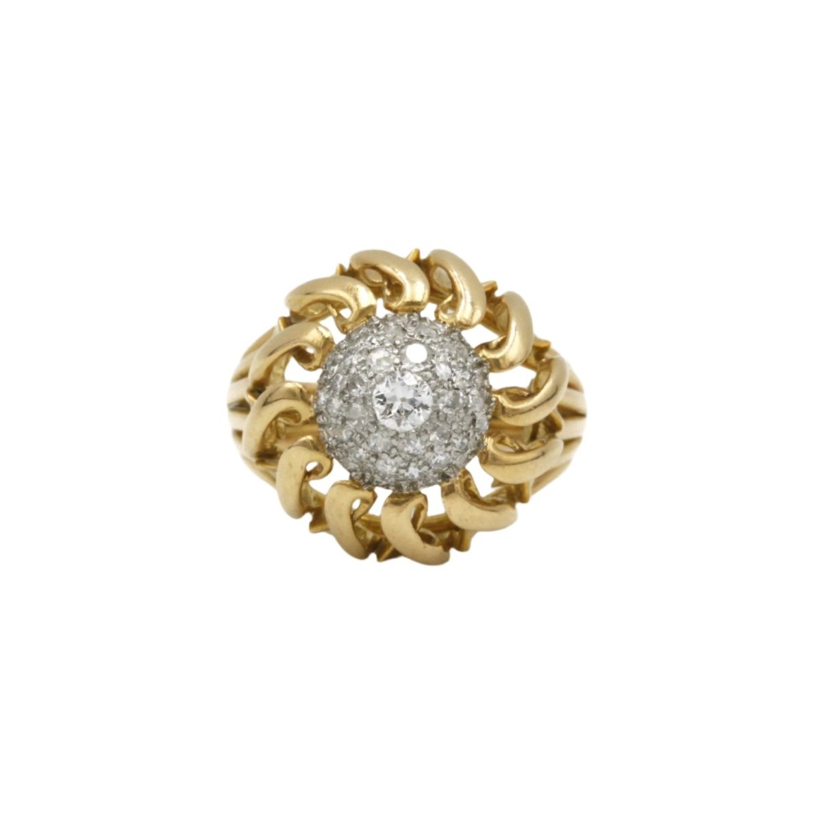 Bague Dôme en or jaune, platine et diamant - Castafiore