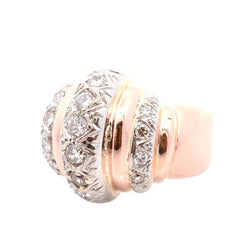 Bague Dôme en or jaune, platine, et diamants - Castafiore