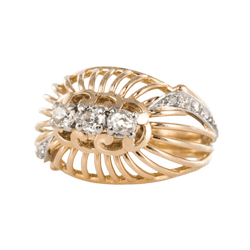 Bague Dôme en or jaune, platine et diamants - Castafiore