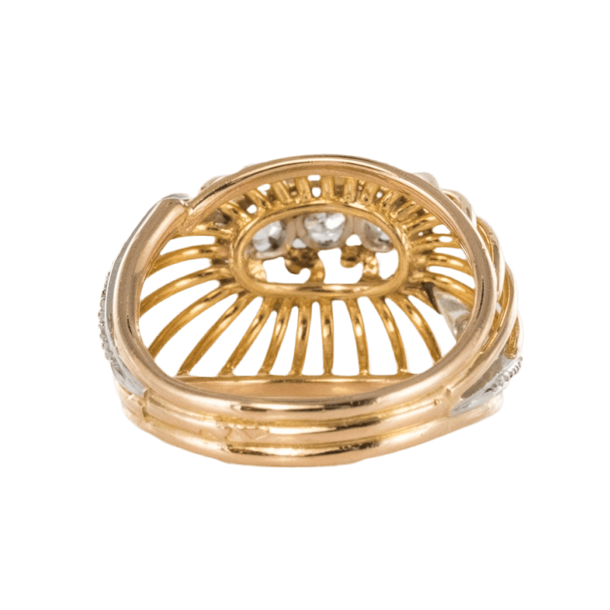 Bague Dôme en or jaune, platine et diamants - Castafiore