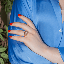 Bague Dôme en or jaune, platine et diamants - Castafiore