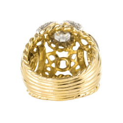 Bague Dôme en or jaune, platine et diamants - Castafiore