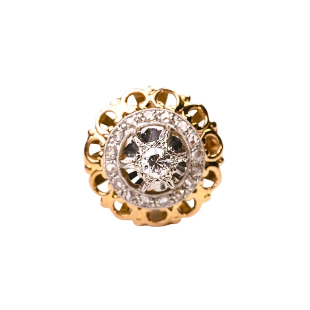 Bague Dôme en or jaune, platine et diamants - Castafiore