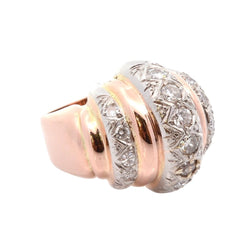 Bague Dôme en or jaune, platine, et diamants - Castafiore