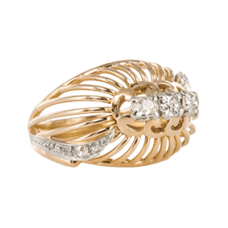 Bague Dôme en or jaune, platine et diamants - Castafiore