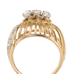 Bague Dôme en or jaune, platine et diamants - Castafiore