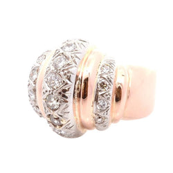 Bague Dôme en or jaune, platine, et diamants - Castafiore