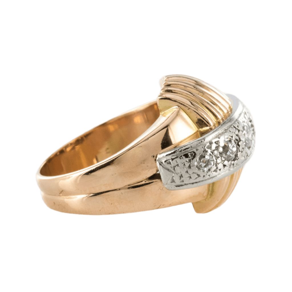 Bague Dôme en or jaune, platine et diamants - Castafiore