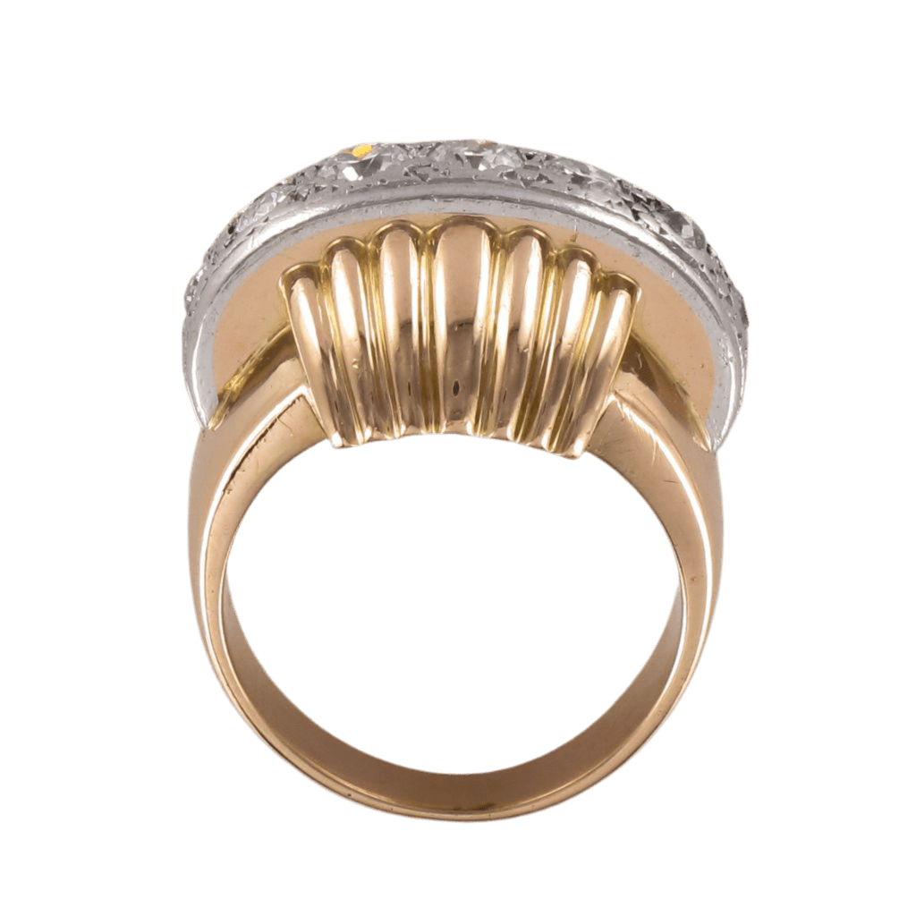 Bague Dôme en or jaune, platine et diamants - Castafiore