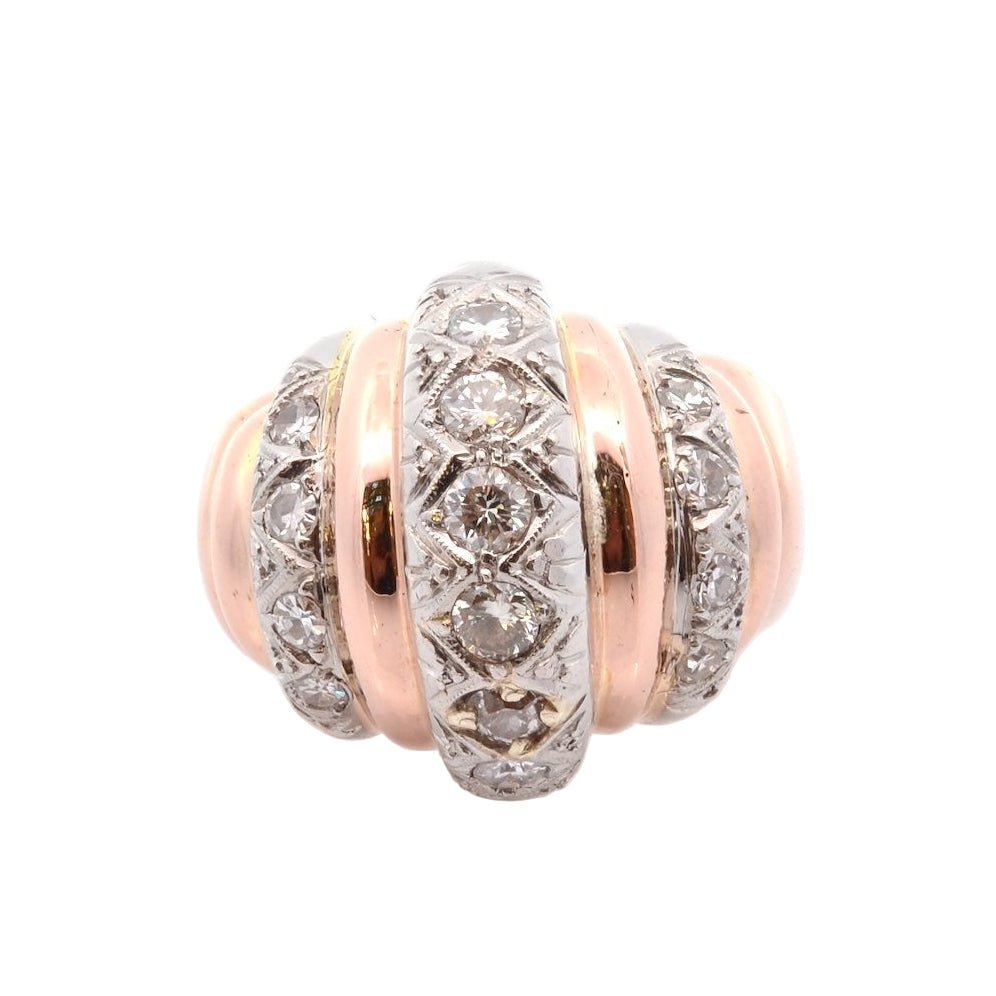 Bague Dôme en or jaune, platine, et diamants - Castafiore