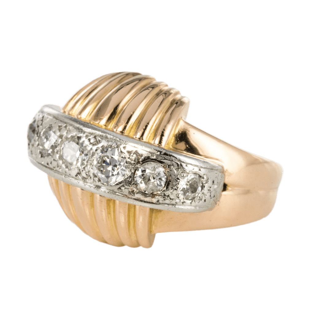 Bague Dôme en or jaune, platine et diamants - Castafiore