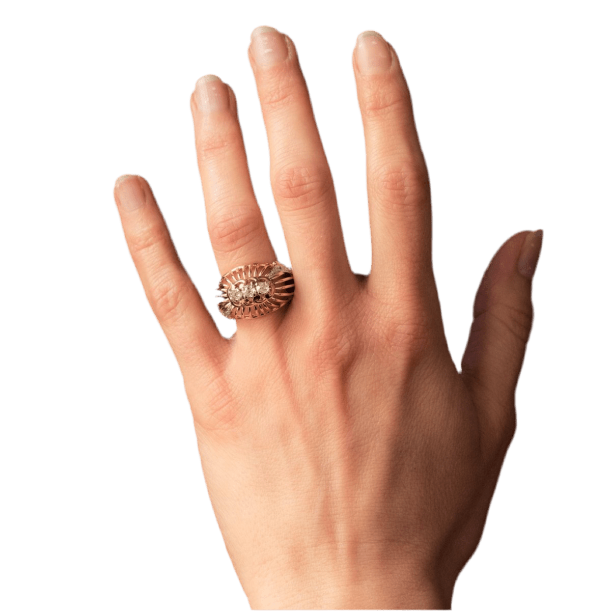 Bague Dôme en or jaune, platine et diamants - Castafiore