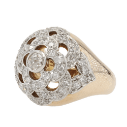 Bague Dôme en or jaune, platine et diamants - Castafiore