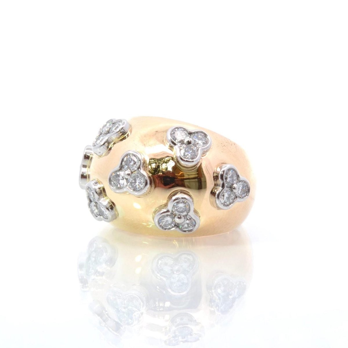 Bague Dôme en or jaune, platine et diamants - Castafiore