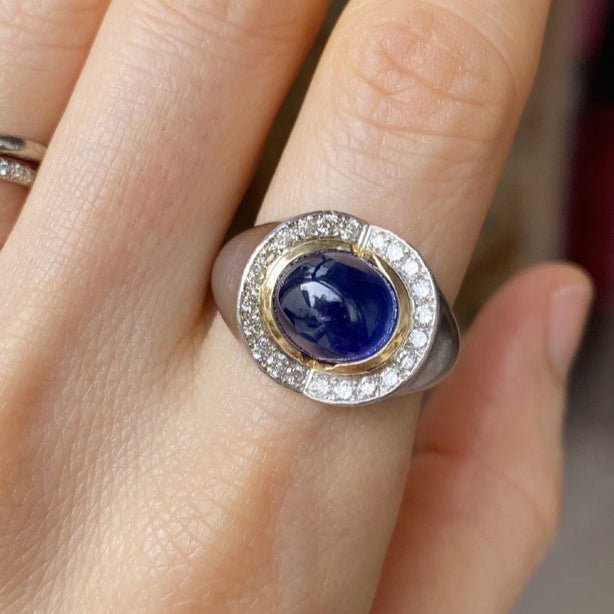 Bague Dôme en or jaune, platine, saphir - Castafiore