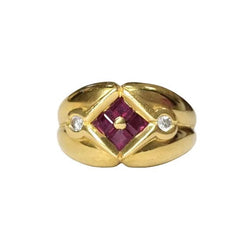 Bague Dôme en or jaune, rubis et diamants - Castafiore