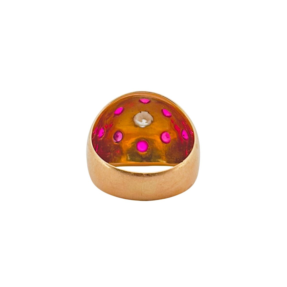 Bague Dôme en or jaune rubis et diamants - Castafiore