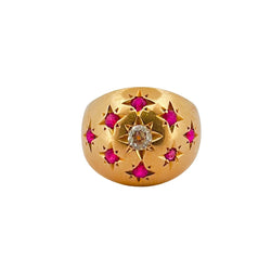 Bague Dôme en or jaune rubis et diamants - Castafiore