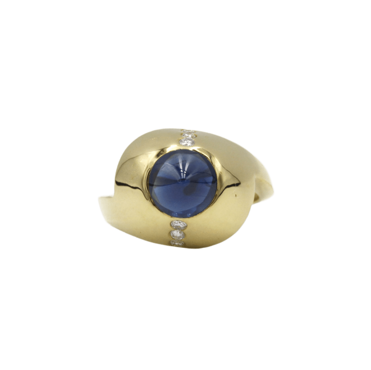 Bague Dôme en or jaune, saphir et diamants - Castafiore