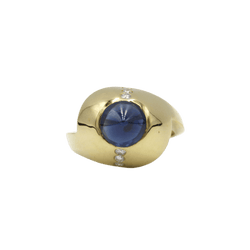 Bague Dôme en or jaune, saphir et diamants - Castafiore