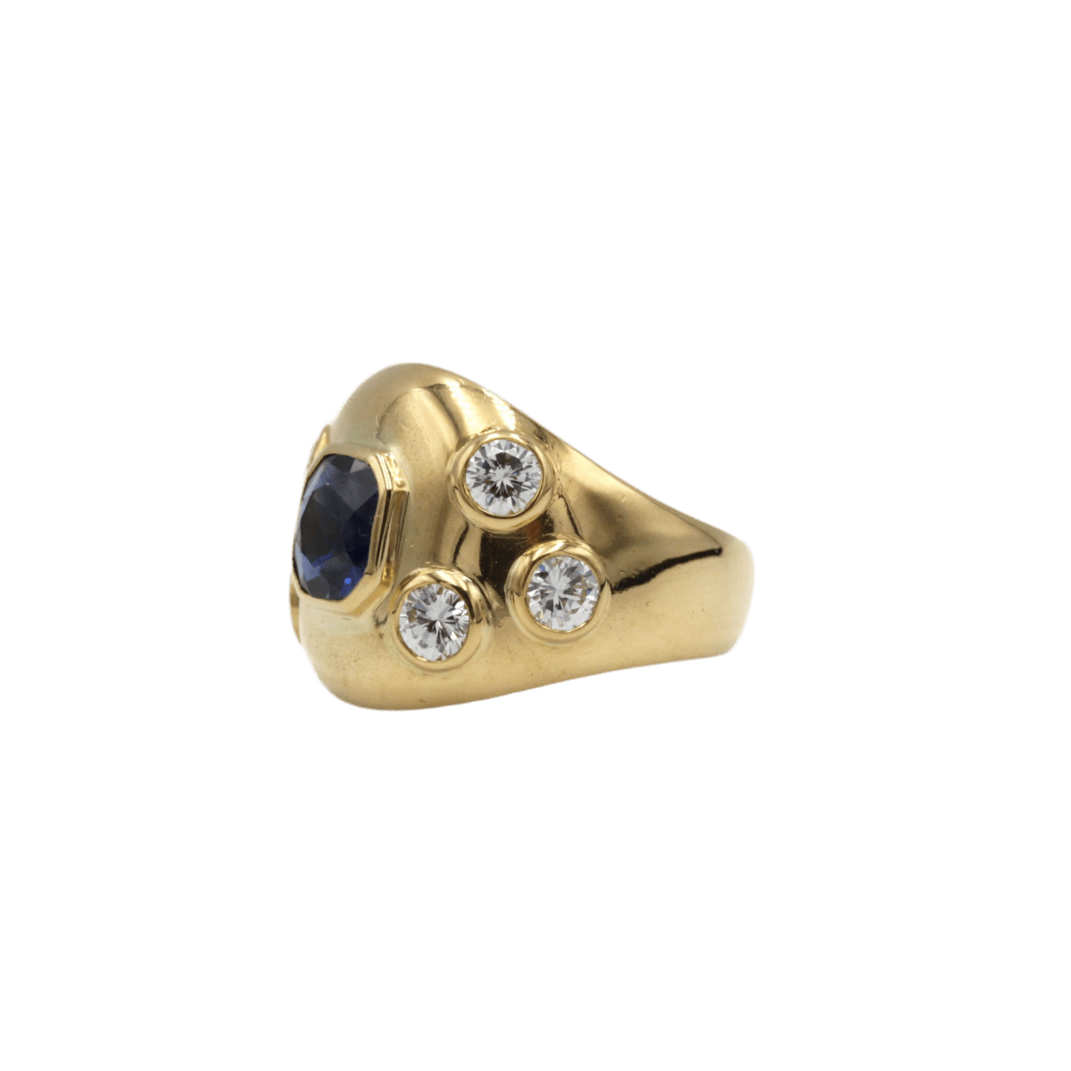 Bague Dôme en or jaune, saphir et diamants - Castafiore